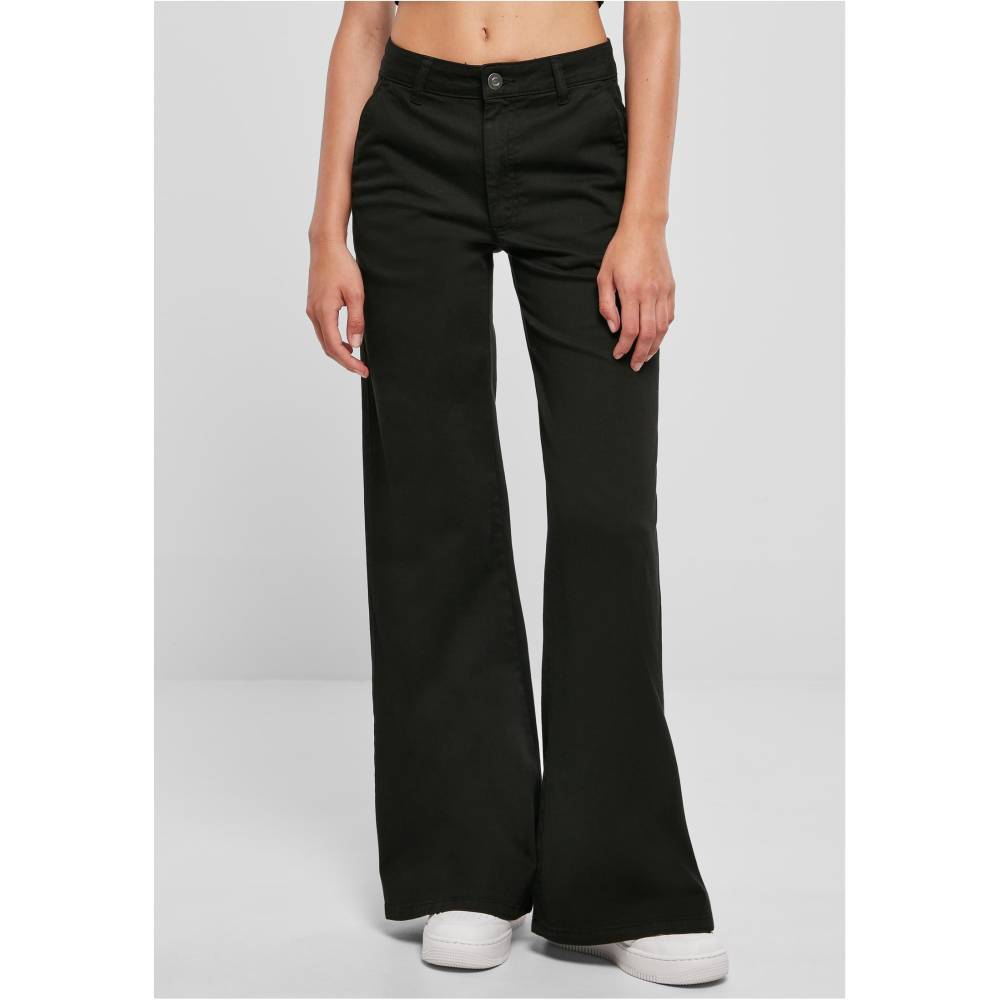 Urban Classics - High Waist Wide Leg Chino Wijde broek - Zwart